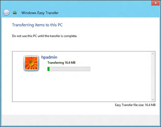 Windows Easy Transfer in the process of transferring files